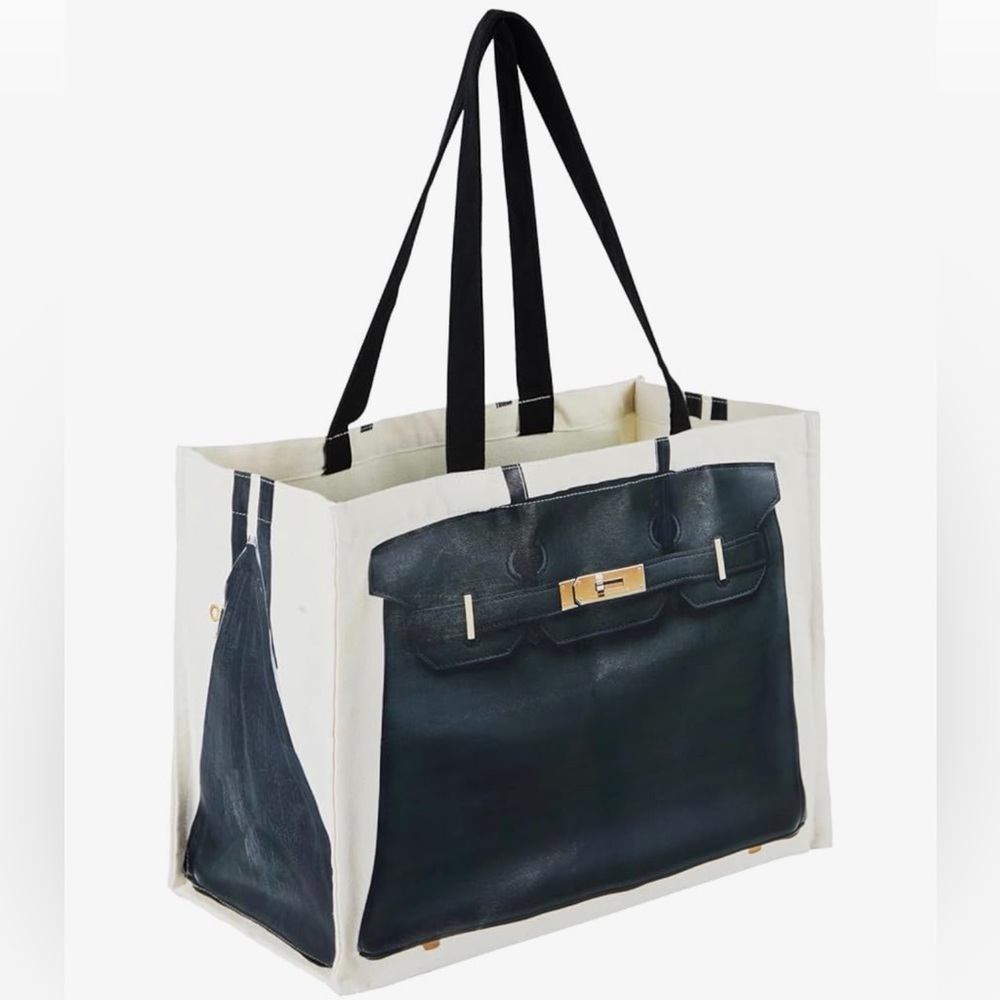 Luxury Canvas Tote Bag | Designer Print Reusable Large Shopper Bag